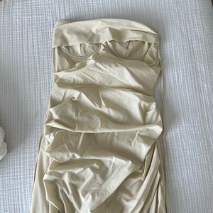 Cream strapless mini dress